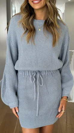 LILYWHYT Knit Dresses|Knitwear^Feya Knit Mini Dress - Blue