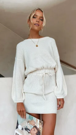 LILYWHYT Knit Dresses|Knitwear^Feya Knit Mini Dress - Cream