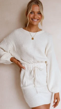 LILYWHYT Knit Dresses|Knitwear^Feya Knit Mini Dress - Cream