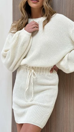 LILYWHYT Knit Dresses|Knitwear^Feya Knit Mini Dress - Cream