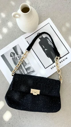 Adorne Bags^Fion Boucle Chain Strap Handbag - Black