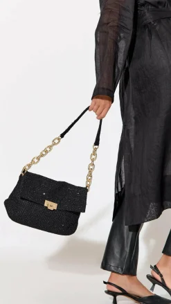 Adorne Bags^Fion Boucle Chain Strap Handbag - Black