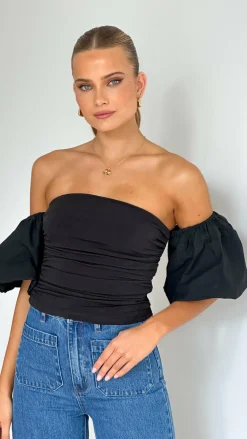 LILYWHYT Tops^Florence Crop Top - Black
