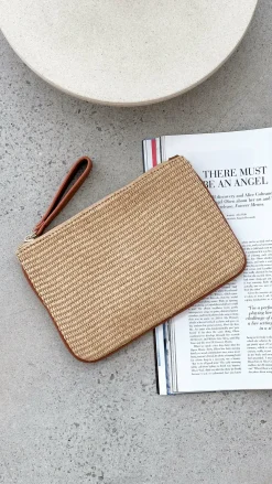 Adorne Bags|Event Ready Dresses^Francesca Weave Pouch - Natural/Tan