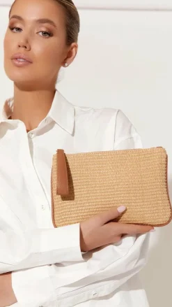 Adorne Bags|Event Ready Dresses^Francesca Weave Pouch - Natural/Tan