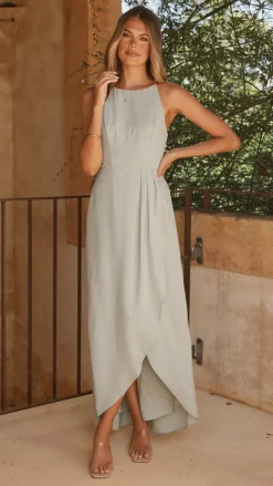 LILYWHYT Mi Amore|Dresses^Genevieve Boat Neck Maxi Dress - Sage