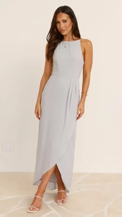 LILYWHYT Sale Evening|Sale Dresses^Genevieve Boat Neck Maxi Dress - Silver