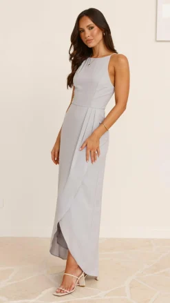 LILYWHYT Sale Evening|Sale Dresses^Genevieve Boat Neck Maxi Dress - Silver