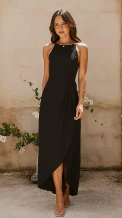 LILYWHYT Mi Amore|Dresses^Genevieve Boat Neck Maxi Dress - Black