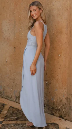 LILYWHYT Mi Amore|Dresses^Genevieve Boat Neck Maxi Dress - Blue