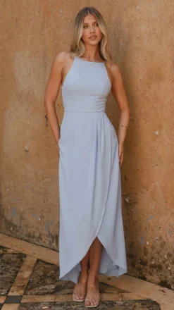 LILYWHYT Mi Amore|Dresses^Genevieve Boat Neck Maxi Dress - Blue