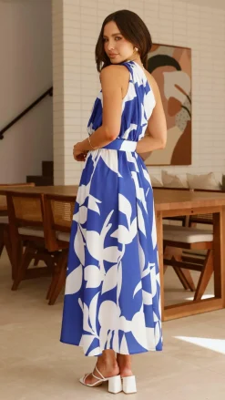 YH AND CO Dresses|Maxi^Hadas Maxi Dress - Cobalt/White Print