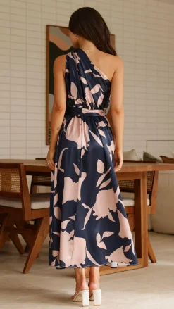 YH AND CO Dresses|Maxi^Hadas Maxi Dress - Navy/Pink Print