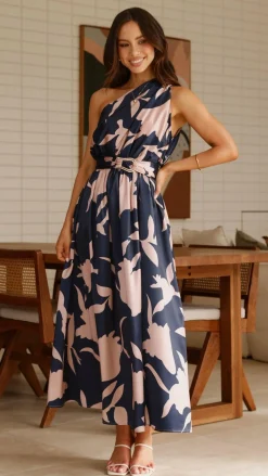 YH AND CO Dresses|Maxi^Hadas Maxi Dress - Navy/Pink Print