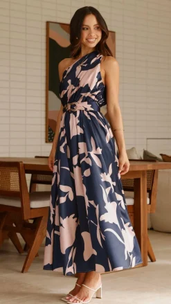 YH AND CO Dresses|Maxi^Hadas Maxi Dress - Navy/Pink Print