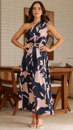 YH AND CO Dresses|Maxi^Hadas Maxi Dress - Navy/Pink Print