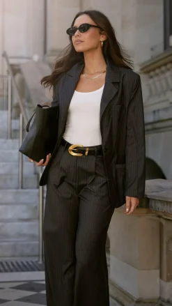 Burans Blazers|Outerwear^Hadrian Blazer - Charcoal Pinstripe