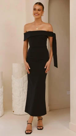 SASHA (BNE) Dresses|Midi^Halen Off Shoulder Midi Dress - Black