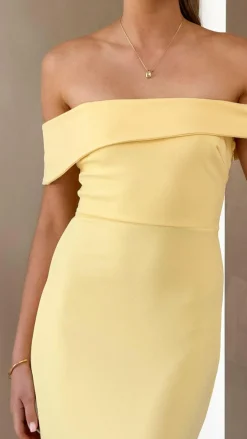 SASHA (BNE) Dresses|Midi^Halen Off Shoulder Midi Dress - Lemon