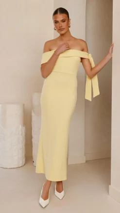 SASHA (BNE) Dresses|Midi^Halen Off Shoulder Midi Dress - Lemon