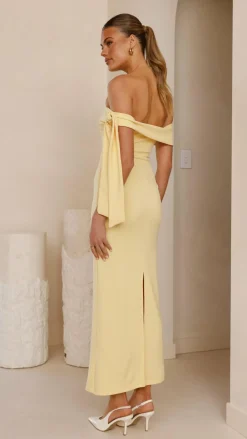 SASHA (BNE) Dresses|Midi^Halen Off Shoulder Midi Dress - Lemon