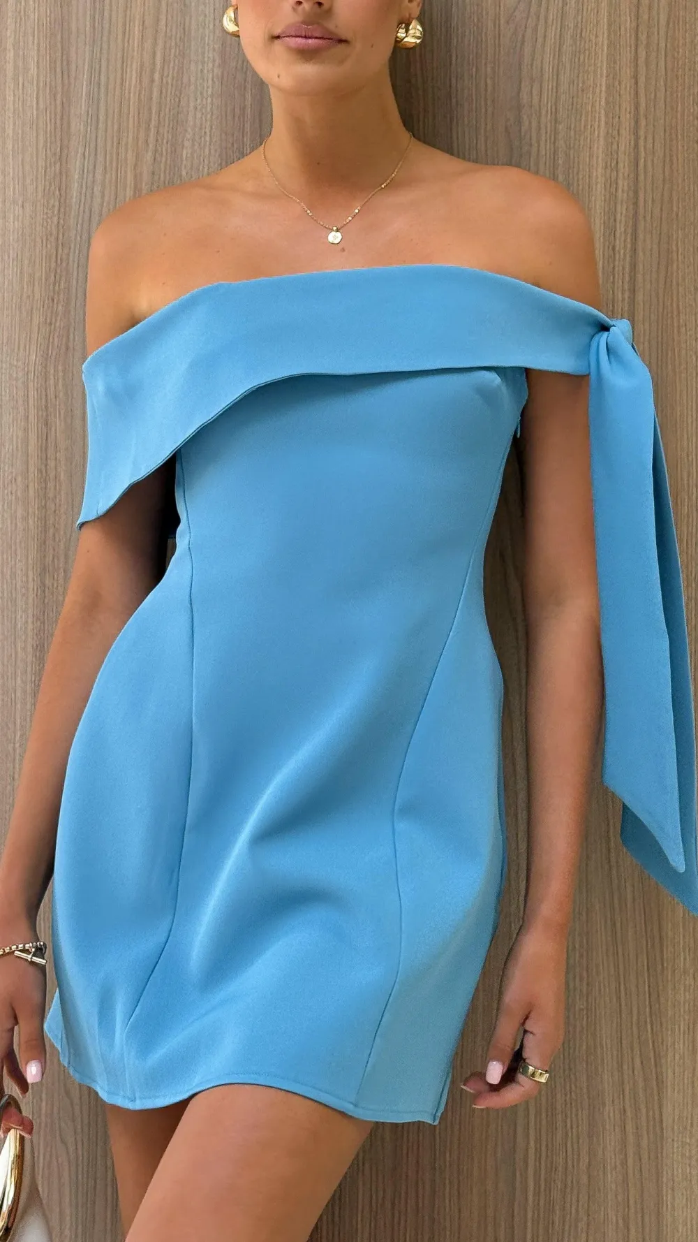 SASHA (BNE) Dresses|Mini^Halen Off Shoulder Mini Dress - Blue