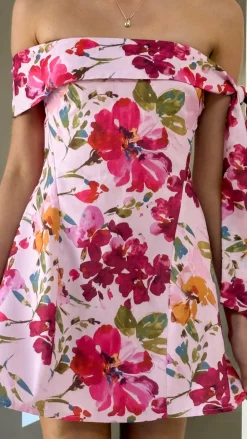 SASHA (BNE) Dresses|Mini^Halen Off Shoulder Mini Dress - Pink Floral