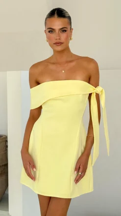 SASHA (BNE) Dresses|Mini^Halen Off Shoulder Mini Dress - Lemon