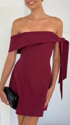 SASHA (BNE) Dresses|Mini^Halen Off Shoulder Mini Dress - Wine