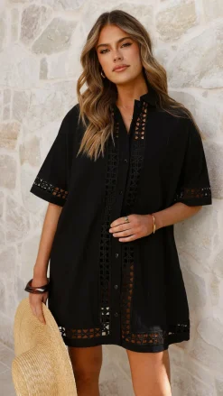LILYWHYT Dresses|Mini^Halia Mini Shirt Dress - Black