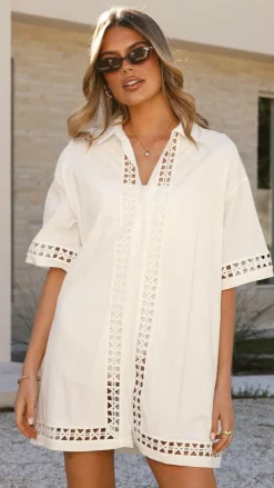 LILYWHYT Dresses|Mini^Halia Mini Shirt Dress - White