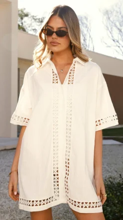LILYWHYT Dresses|Mini^Halia Mini Shirt Dress - White