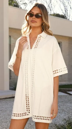 LILYWHYT Dresses|Mini^Halia Mini Shirt Dress - White