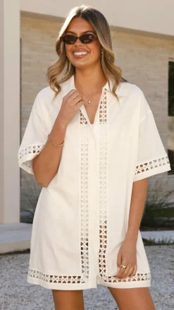 LILYWHYT Dresses|Mini^Halia Mini Shirt Dress - White