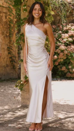 LILYWHYT Mon Cheri|Dresses^Halle One Shoulder Maxi Dress - Champagne