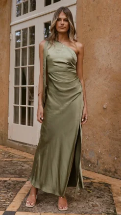 LILYWHYT Mon Cheri|Dresses^Halle One Shoulder Maxi Dress - Olive