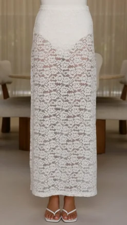 Burans Bottoms^Harlene Lace Maxi Skirt - White