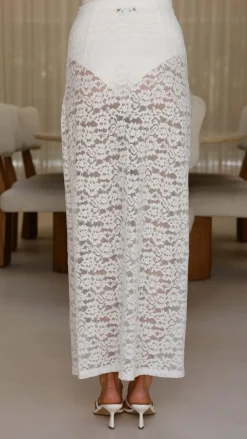 Burans Bottoms^Harlene Lace Maxi Skirt - White