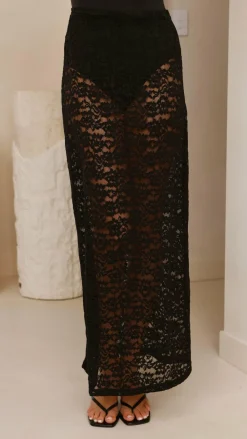 Burans Bottoms^Harlene Lace Maxi Skirt - Black