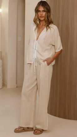 YH AND CO Sets|Tops^Hartley Tie Shirt - Beige / White