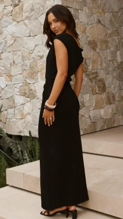 LILYWHYT Knit Dresses|Knitwear^Helana Off Shoulder Maxi Dress - Black