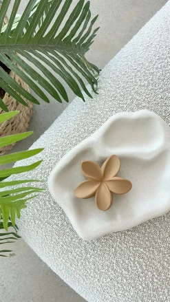 Angel Whisper Hair Accessories^Hibiscus Matte Flower Claw Clip - Tan
