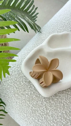 Angel Whisper Hair Accessories^Hibiscus Matte Flower Claw Clip - Tan