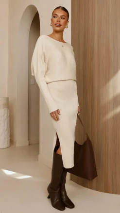 Amore Agencies Knitwear|Knitwear^Iluka Knit Midi Skirt - Beige