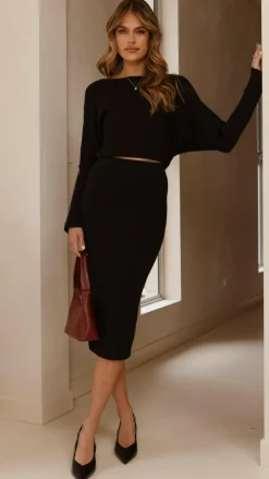 Amore Agencies Knitwear|Knitwear^Iluka Knit Midi Skirt - Black