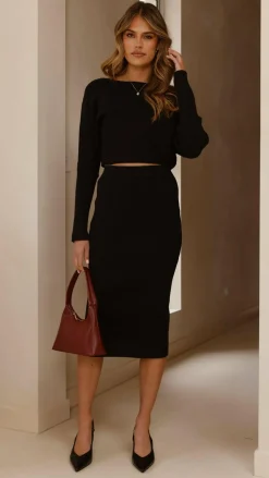 Amore Agencies Knitwear|Knitwear^Iluka Knit Midi Skirt - Black