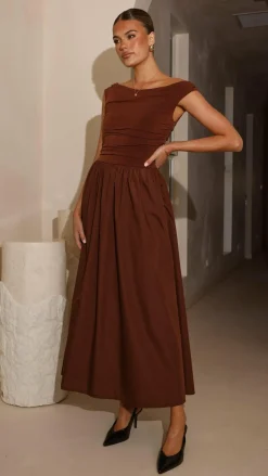 LILYWHYT Dresses|Midi^Immy Midi Dress - Brown