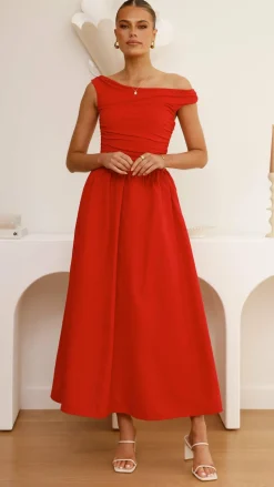 LILYWHYT Dresses|Midi^Immy Midi Dress - Red