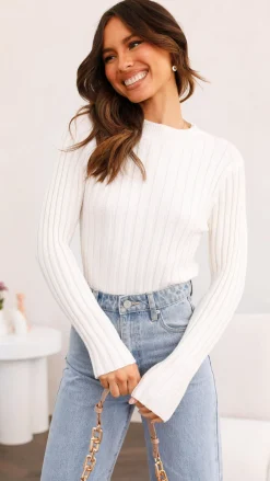 Fashion Allied Knit Tops|Knitwear^Imogen Long Sleeve Knit Crop - White