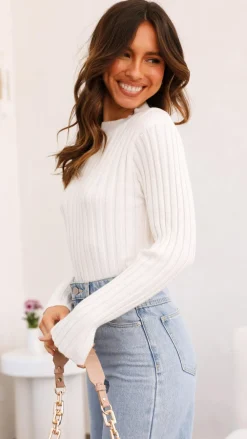 Fashion Allied Knit Tops|Knitwear^Imogen Long Sleeve Knit Crop - White